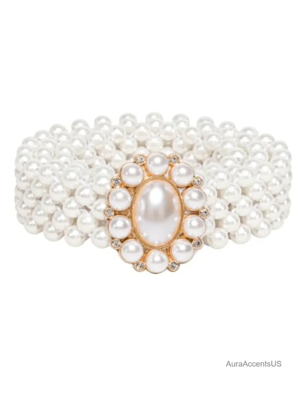 Elastic Pearl Waist Chain Belt for Women Bridal Wedding Body Jewelry Accessory